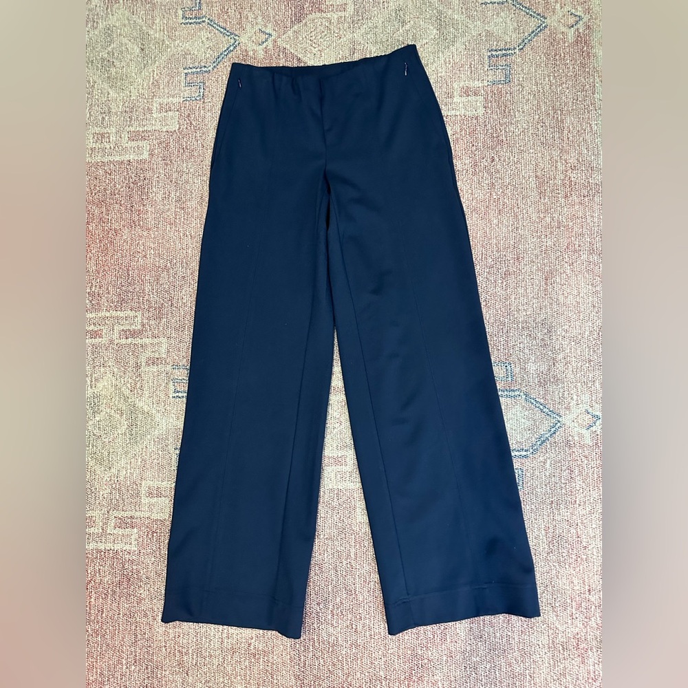 J Jill Ponte xs navy pull on dress pants with zipper pockets high rise wide leg